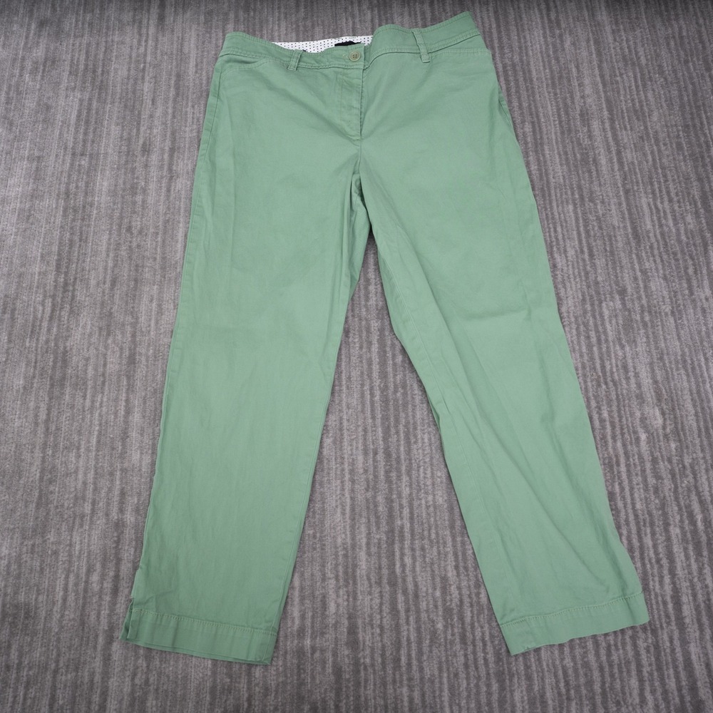 Talbots Perfect Crop Pant Womens 12 Green Excellent Cotton Stretch Chino